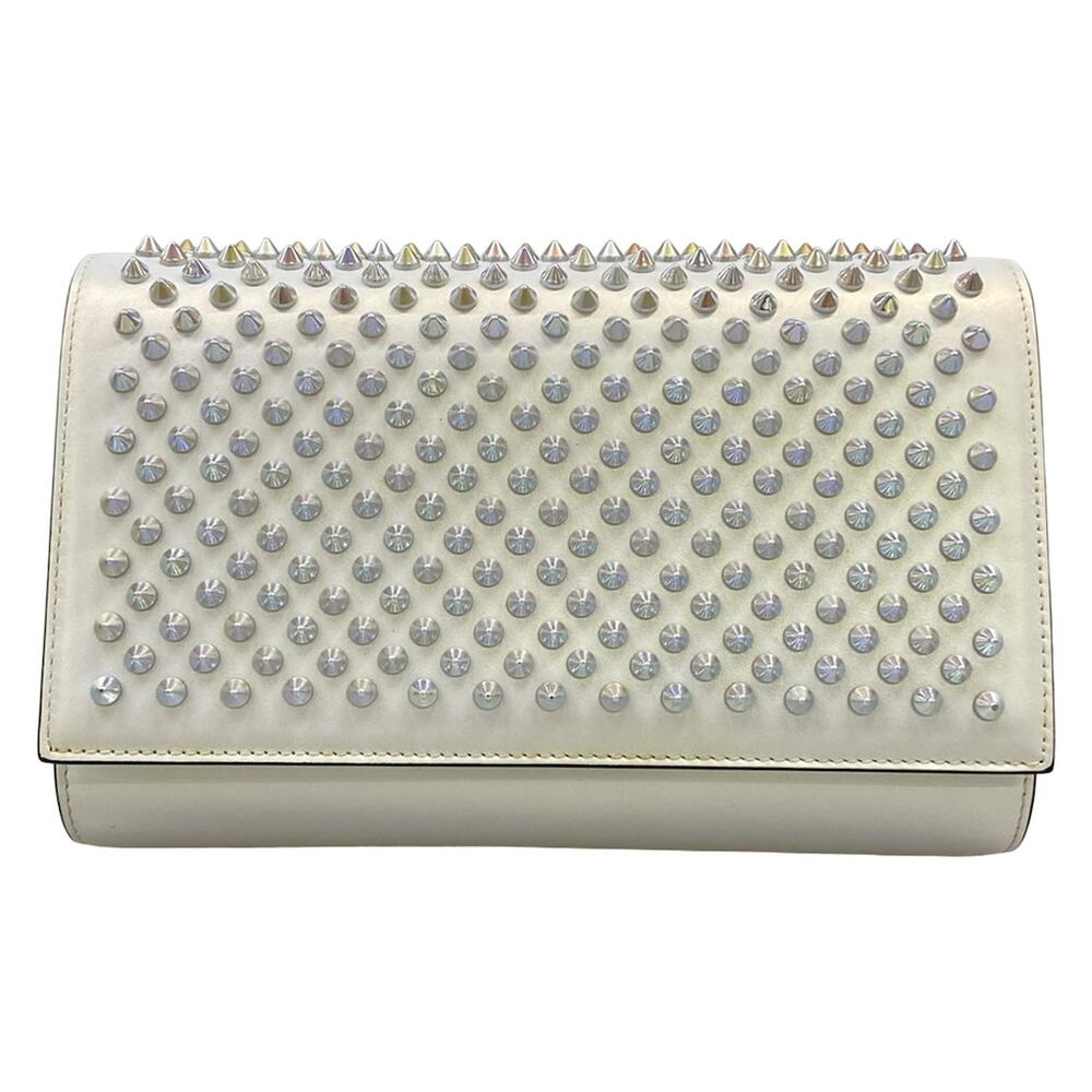 Christian Louboutin Paloma Clutch Clutch Bag 1195234 White Silver Leather